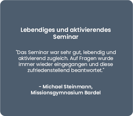 Testimonial - Missionsgymnasium Bardel von Michael Steinmann